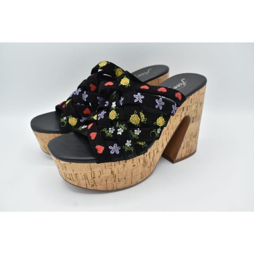 Free People Womens Size EU 38 US 8 Lisbon Platform Black Suede Slip On‎ Sandals